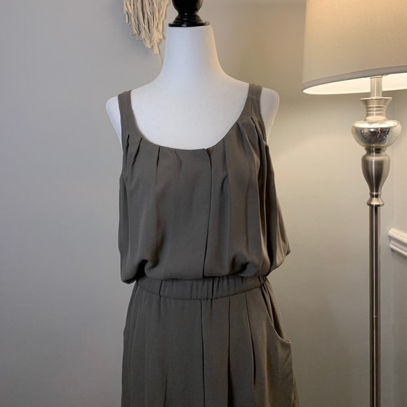 EVER Pierre Draped Silk Button Front Grey Dress Size Small - Picture 2 of 10
